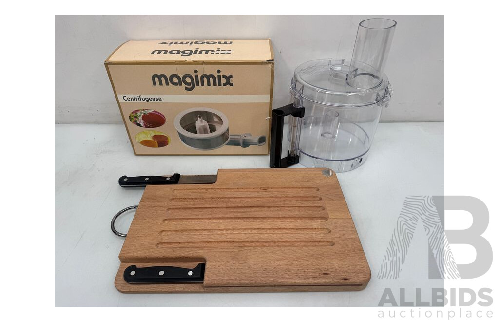 Cutting Italy Carving Tray & Knives, Food Processor Bowl & Lid, and Magimix Juice Extractor