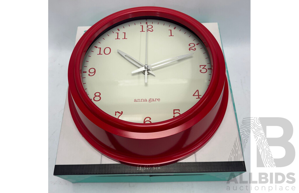 Degree 30cm Wall Clocks and Anna Gare Wall Clock - Lot of 7