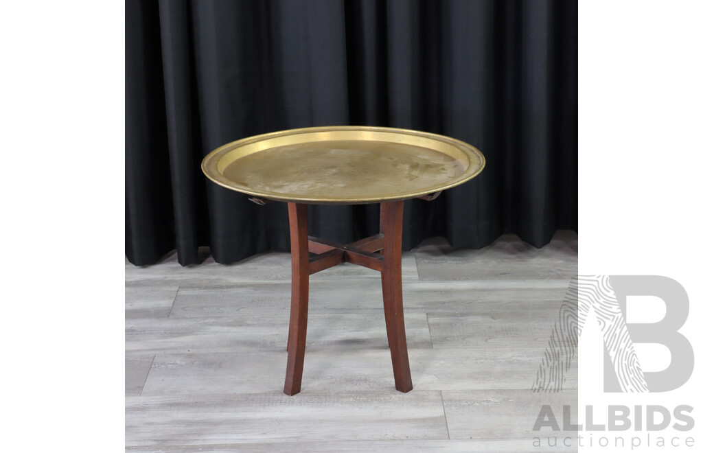 Timber Based Occasional Table with Etched Brass Top