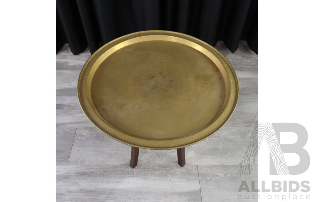 Timber Based Occasional Table with Etched Brass Top