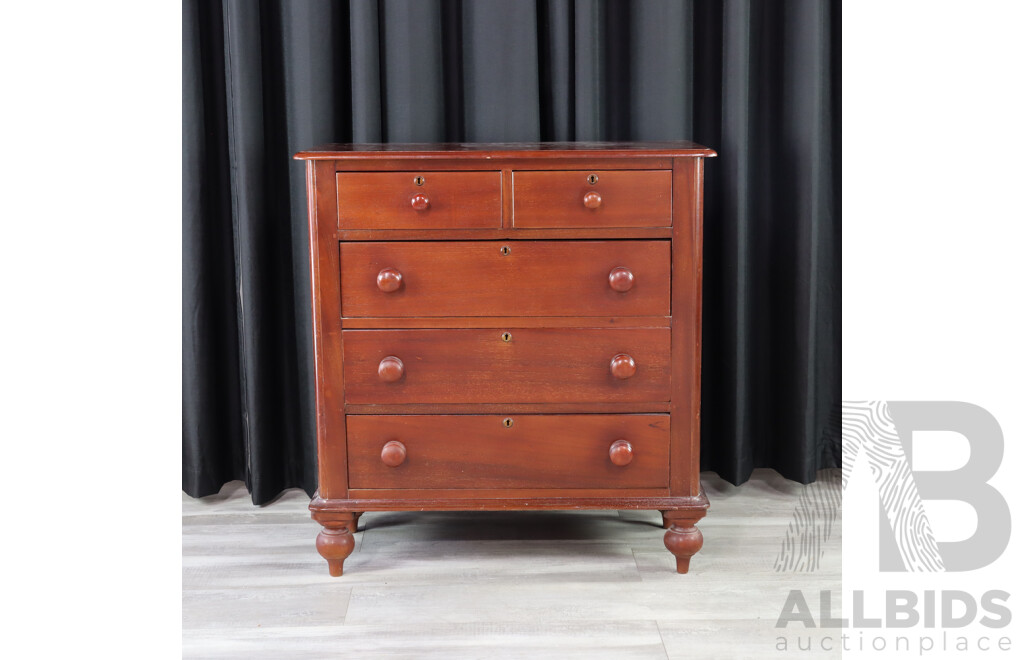 Victorian Mahogany Chest Od Five Drawers