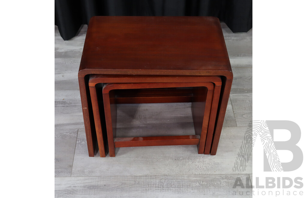 Nest of Three Oak Side Tables