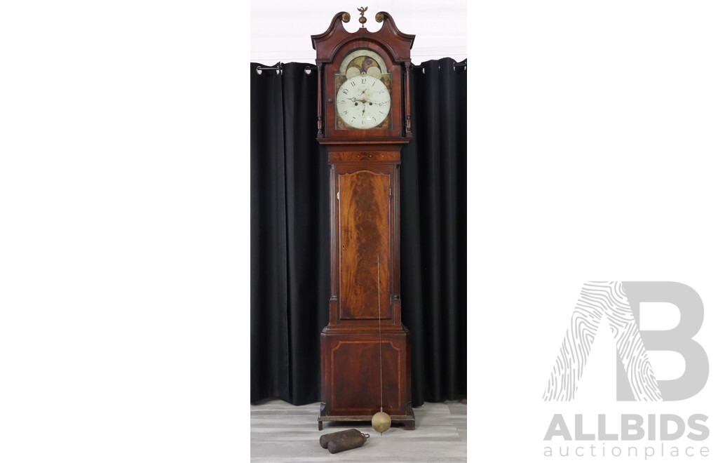 Georgian Flame Mahogany Long Case Clock