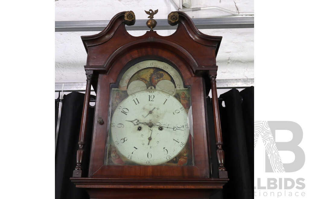 Georgian Flame Mahogany Long Case Clock