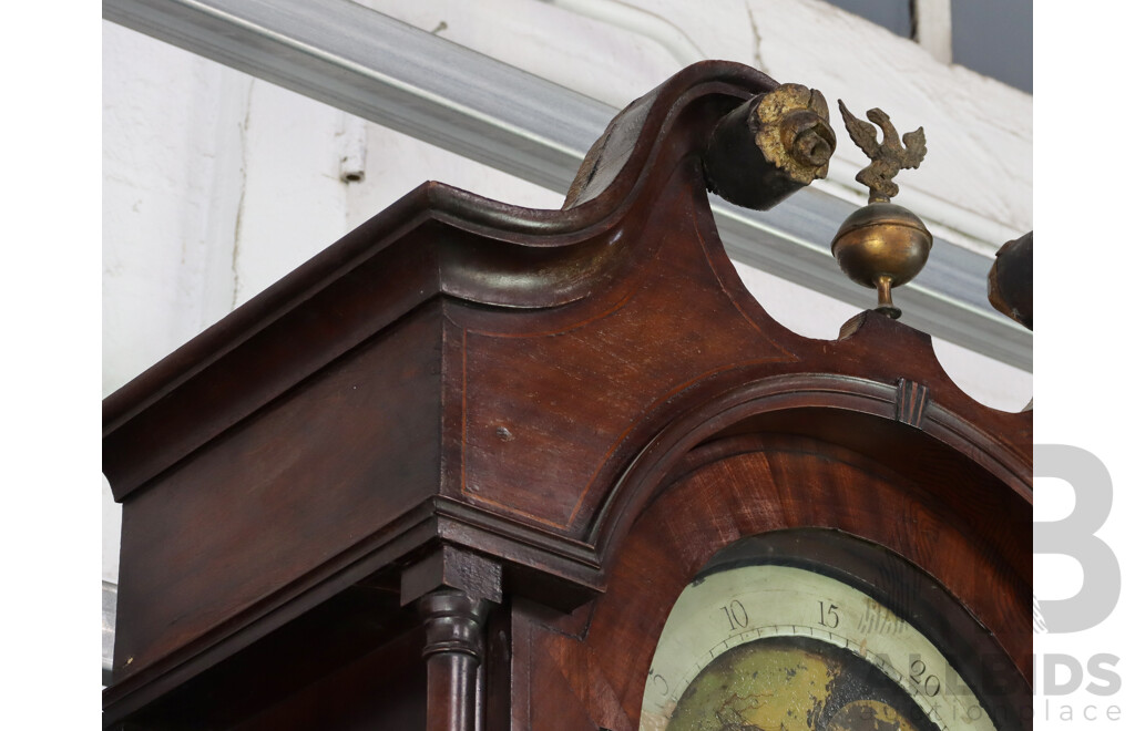 Georgian Flame Mahogany Long Case Clock