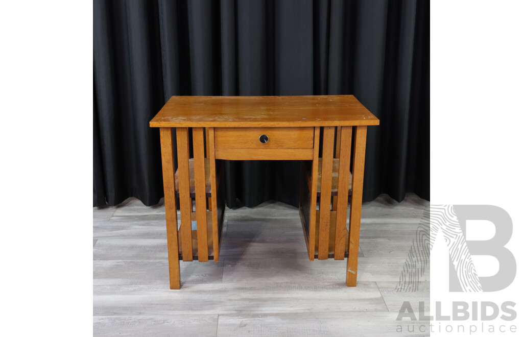 Late Edwardian Oak Desk with Bookcase Sides