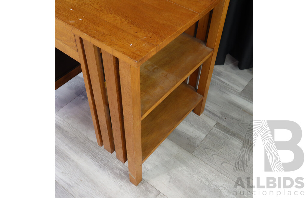 Late Edwardian Oak Desk with Bookcase Sides