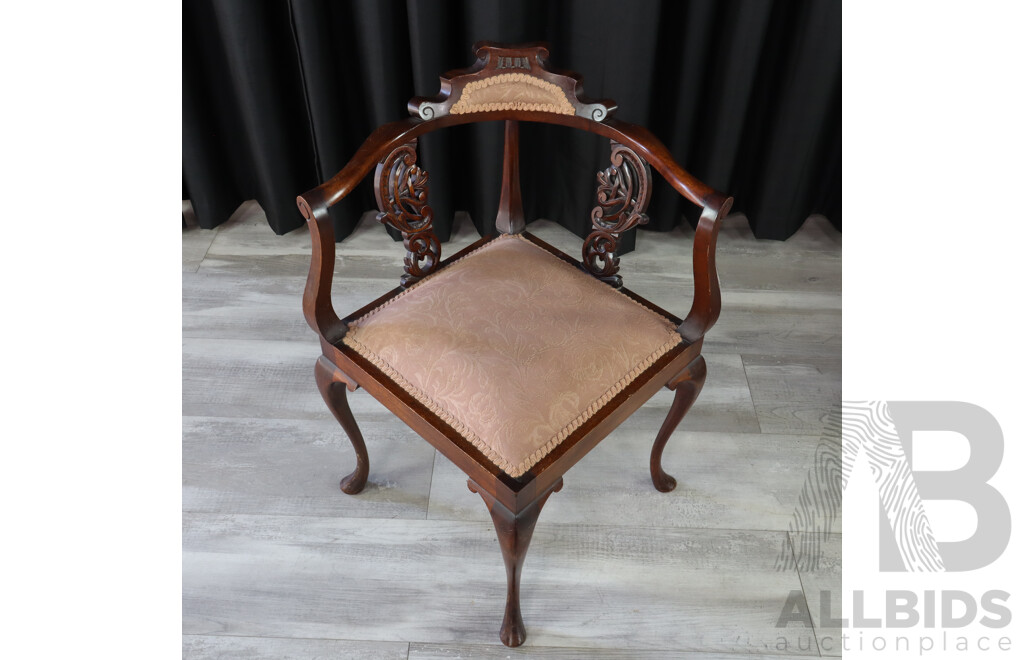 Pair of Edwardian Mahogany Corner Chairs