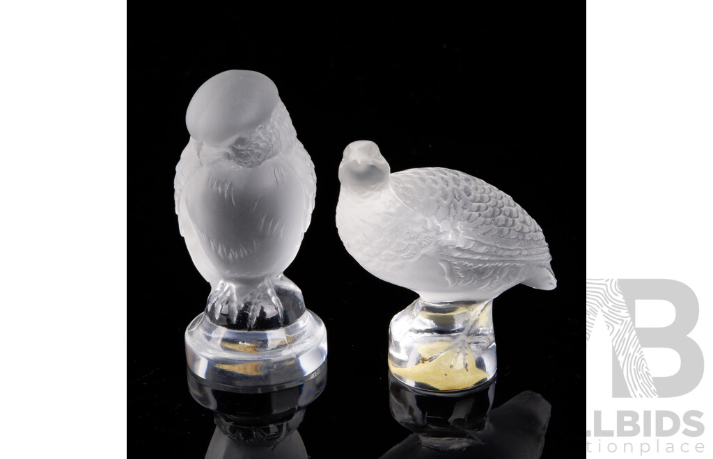 French Lalique Raptor Hawk & Pheasant Figures