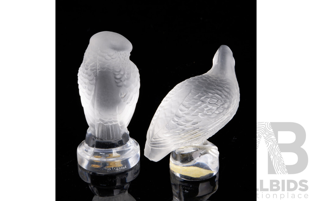 French Lalique Raptor Hawk & Pheasant Figures