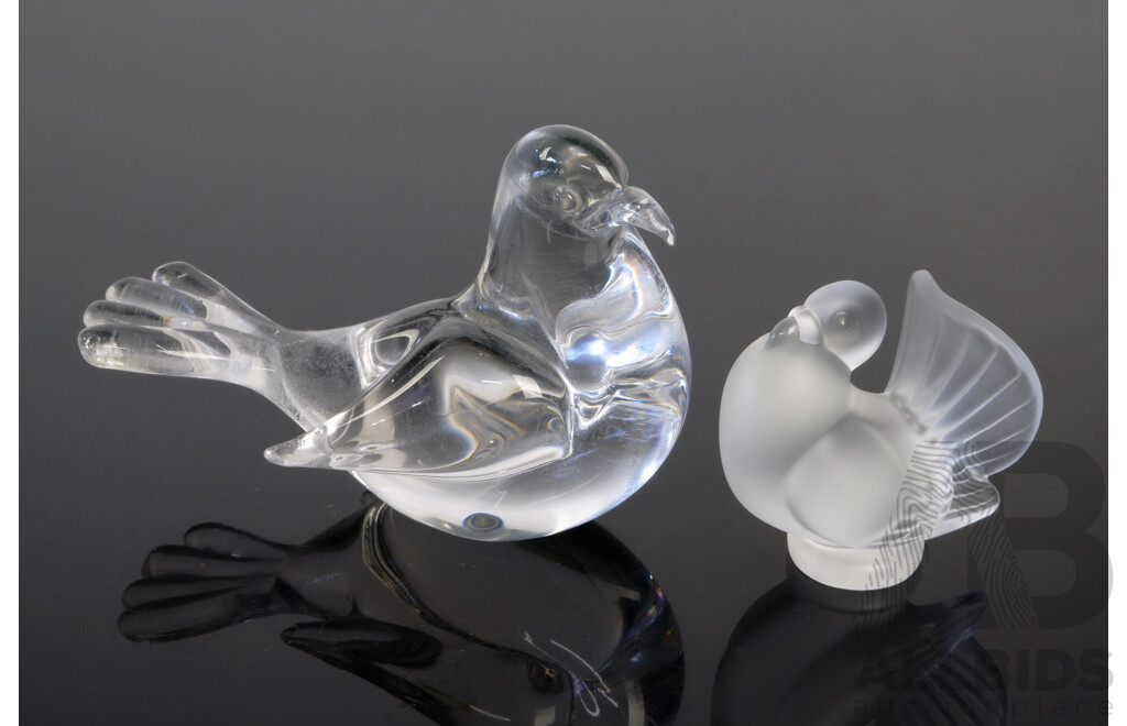 French Sevres Crystal Dove Figure Along with Another Crystal Dove Figure