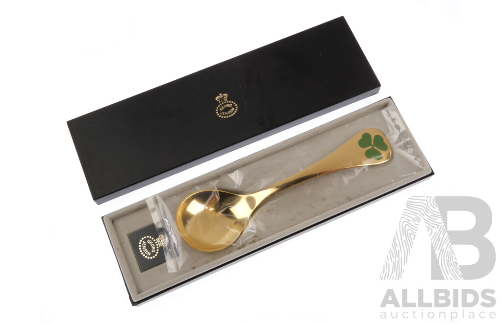 Retro Georg Jensen 1979 Gilded Sterling Silver .925 Annual Spoon in Original Box