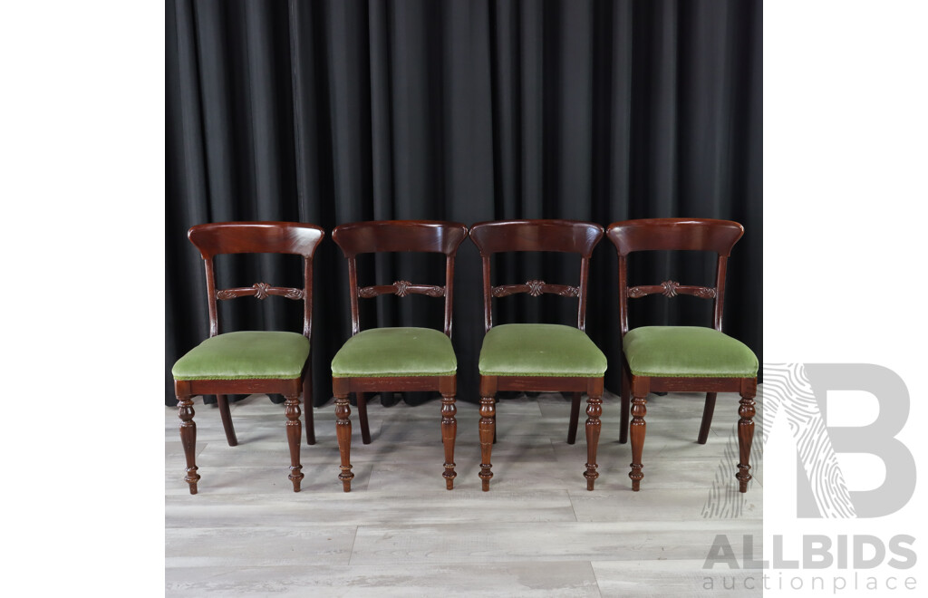 Set of Four Victorian Cedar Spoon Back Dining Chairs