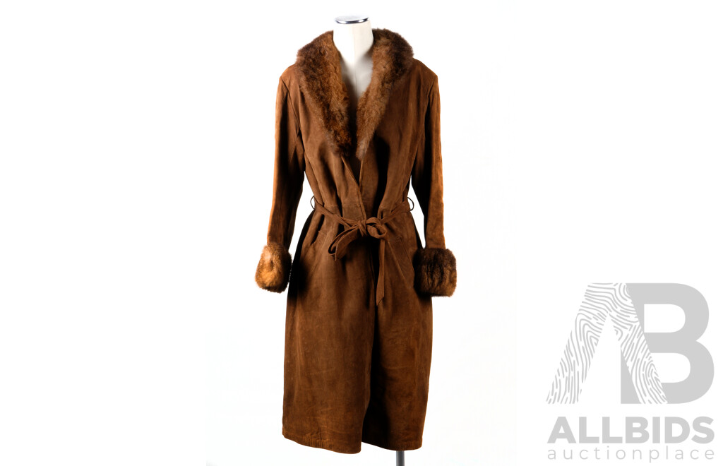 Vintage NZ Made Suede and Fur Three Quarter Length Coat by John West