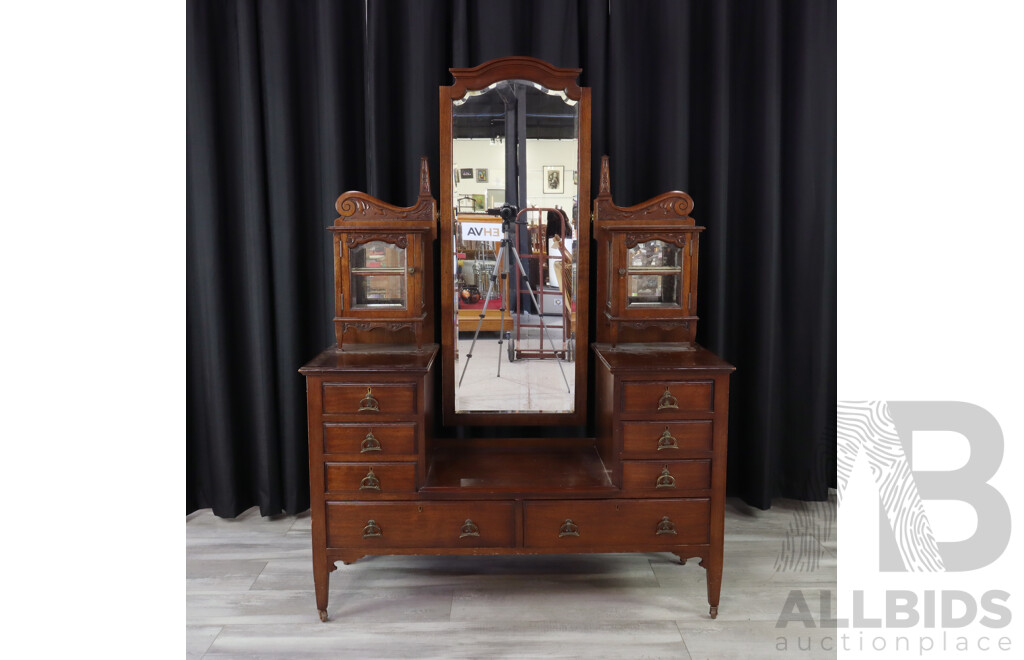 Edwardian Mahogany Mirrored Back Dressing Chest