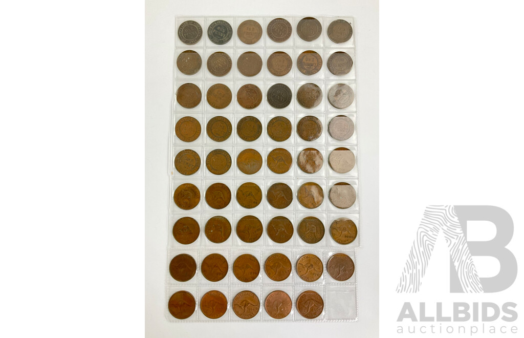 Australian Penny Set, Consecutive 1911 to 1963 (Lacking 1930)