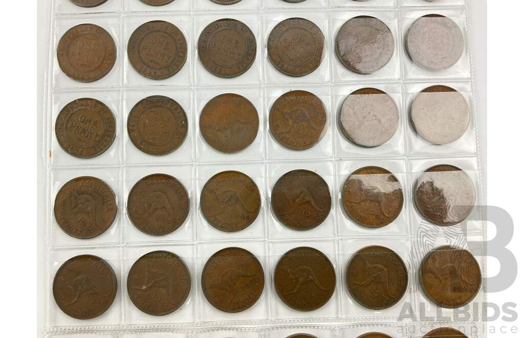 Australian Penny Set, Consecutive 1911 to 1963 (Lacking 1930)