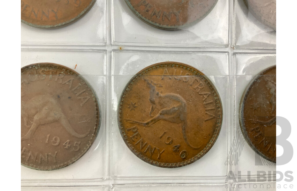 Australian Penny Set, Consecutive 1911 to 1963 (Lacking 1930)