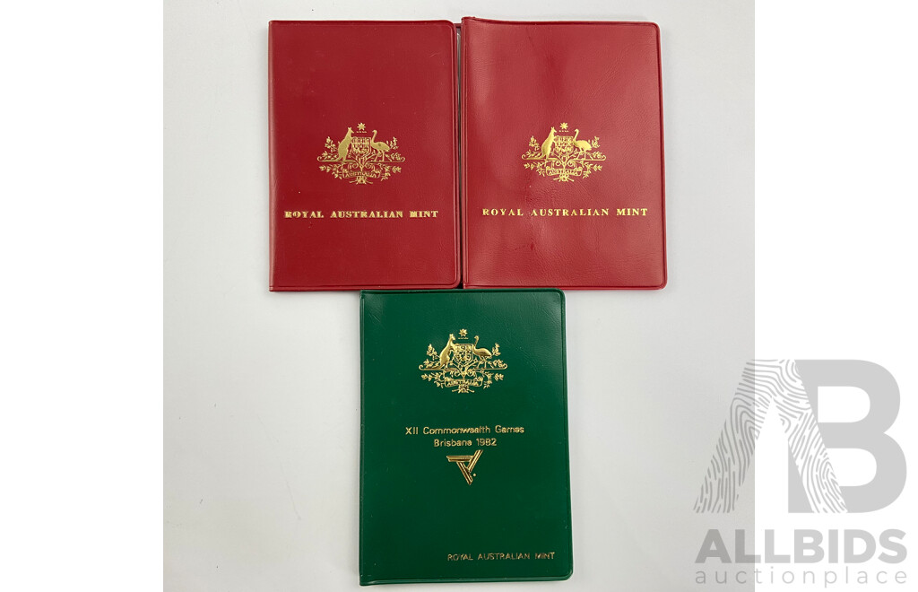 Australian RAM 1980, 1981, 1982 UNC Coin Wallets