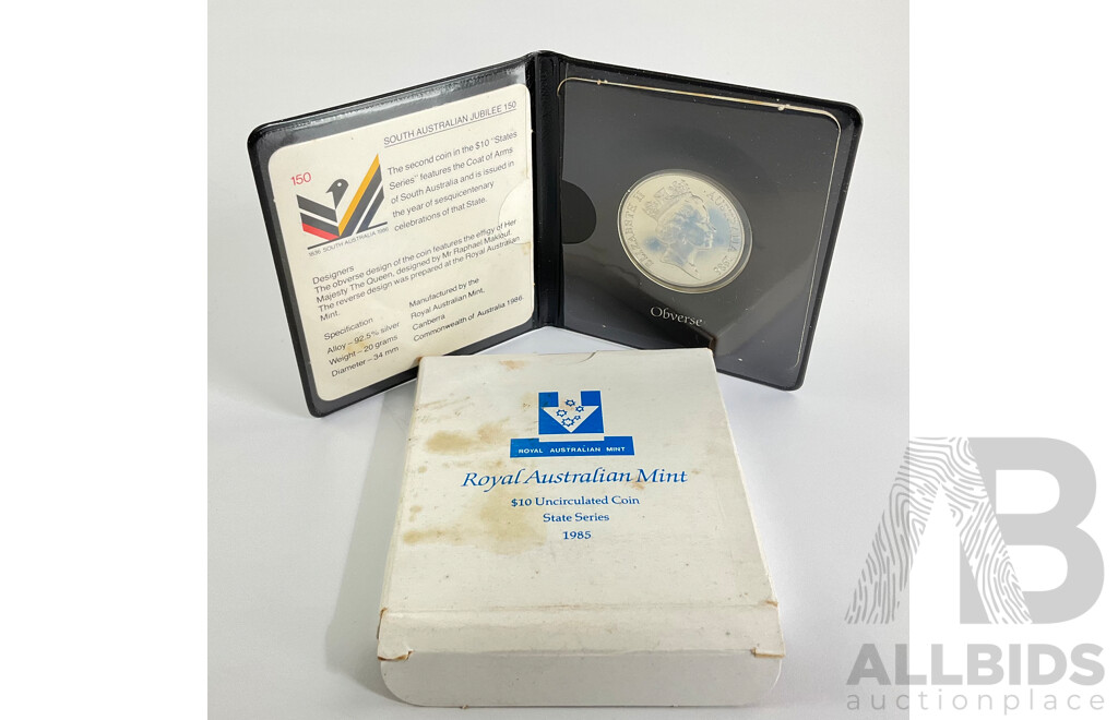 Australian RAM 1986 Silver Ten Dollar Coin, State Series South Australia .925