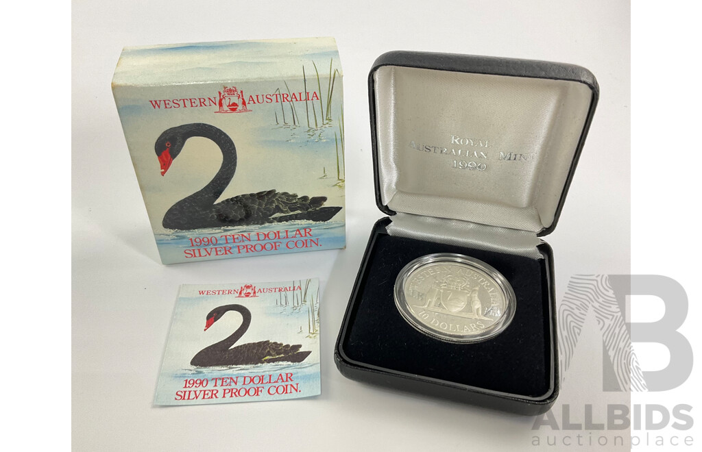 Australian RAM 1990 Silver Ten Dollar Coin, State Series Western Australia