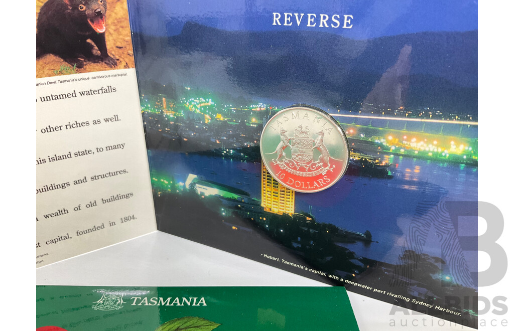 Australian RAM 1991 Silver Ten Dollar Coin, State Series Tasmania .925