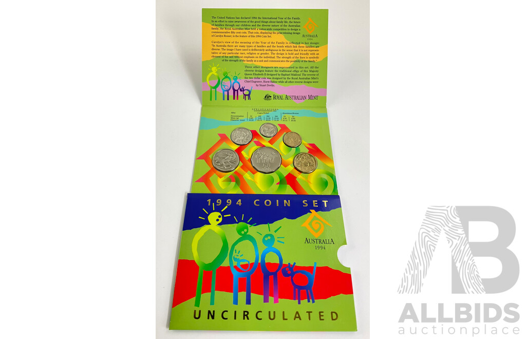 Australian RAM 1994 Six UNC Coin Set, Year of the Family