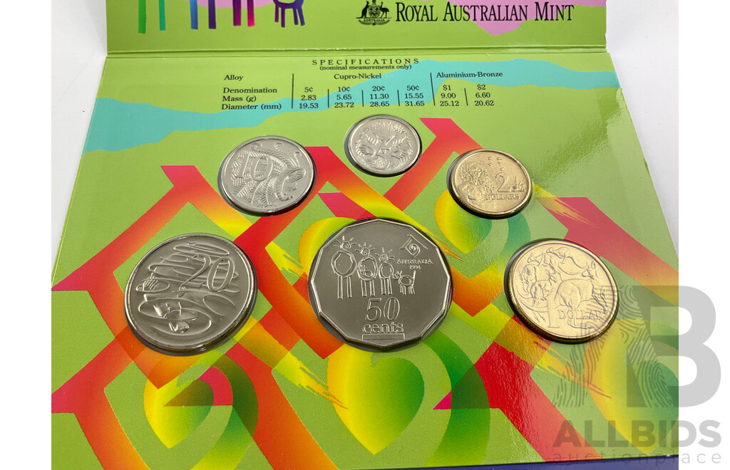 Australian RAM 1994 Six UNC Coin Set, Year of the Family