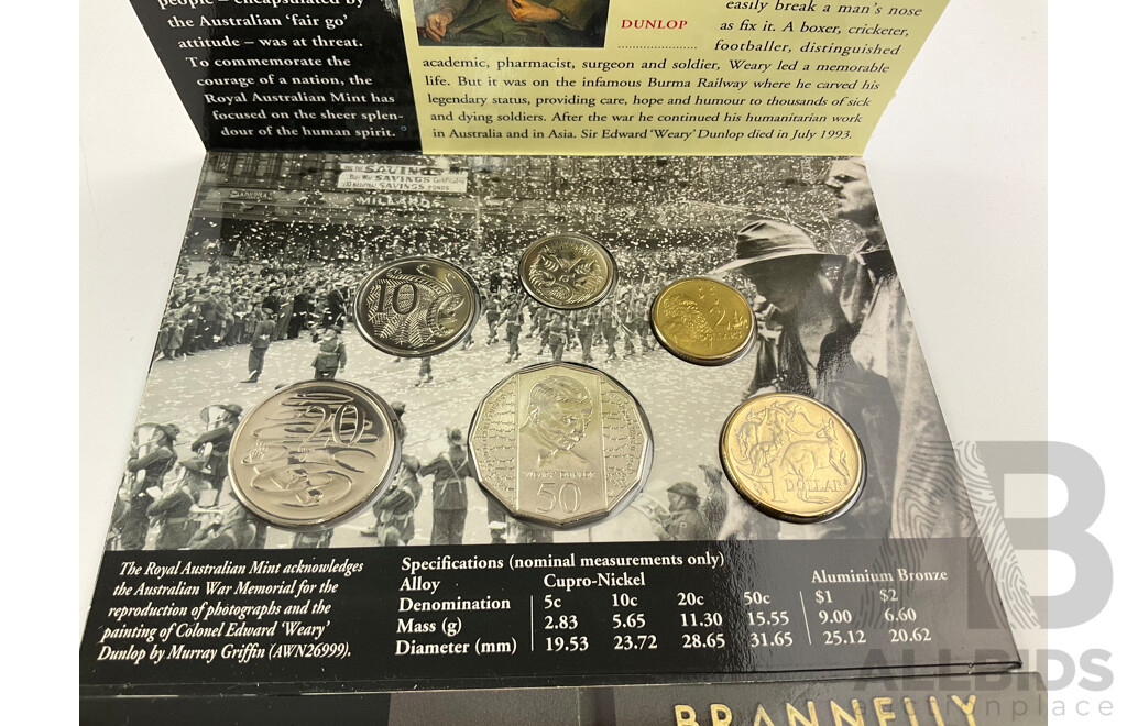 Australian RAM 1995 Six UNC Coin Set, Weary Dunlop
