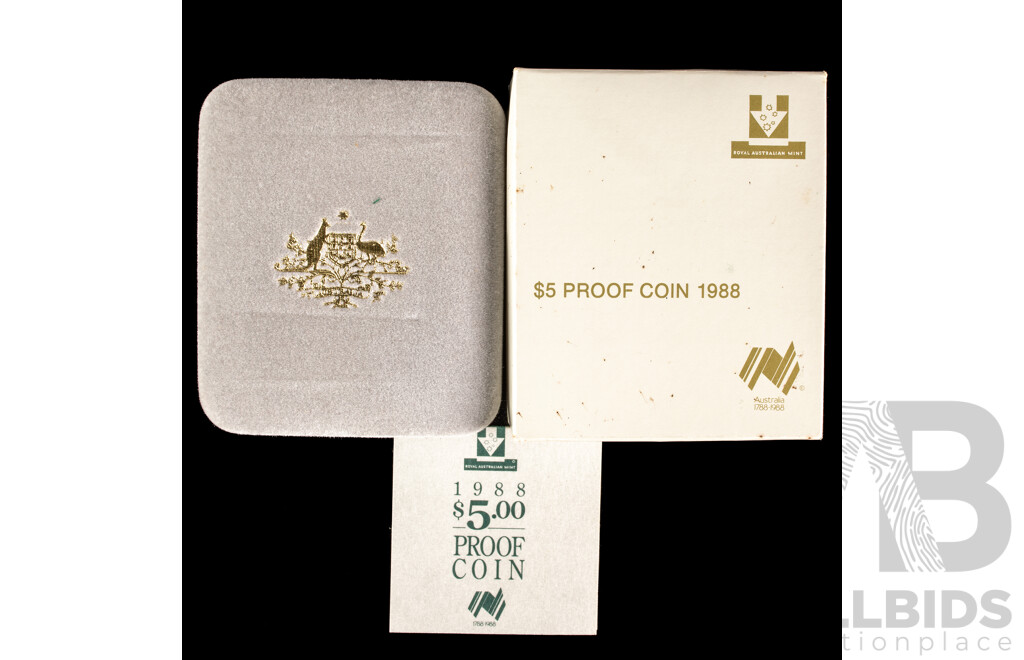 Australian RAM 1988 Proof Five Dollar Coin, Bicentennial