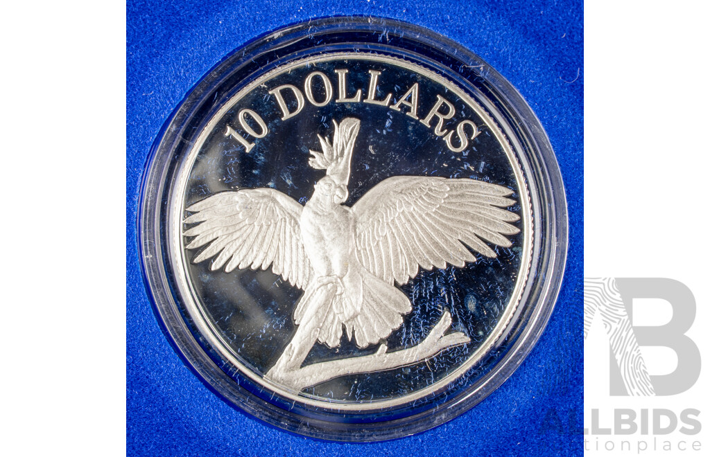 Australian RAM 1990 Silver Proof Ten Dollar Coin, Birds of Australia, Cockatoo .925
