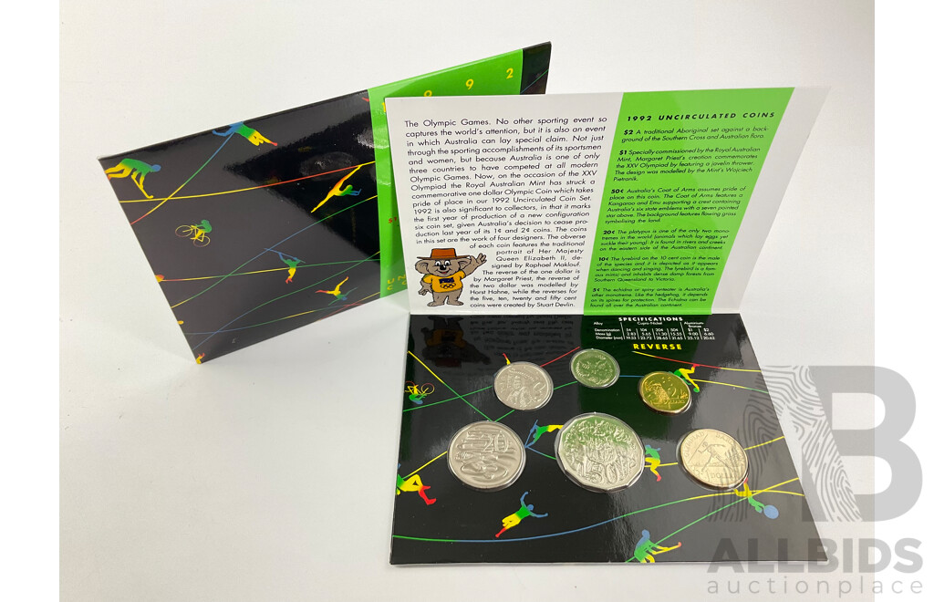 Australian RAM 1992 Six UNC Coin Set, Olympic Games