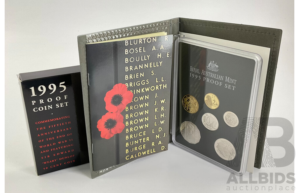 Australian RAM 1995 Six Proof Coin Set, Fiftieth Anniversary of the End of World War Two