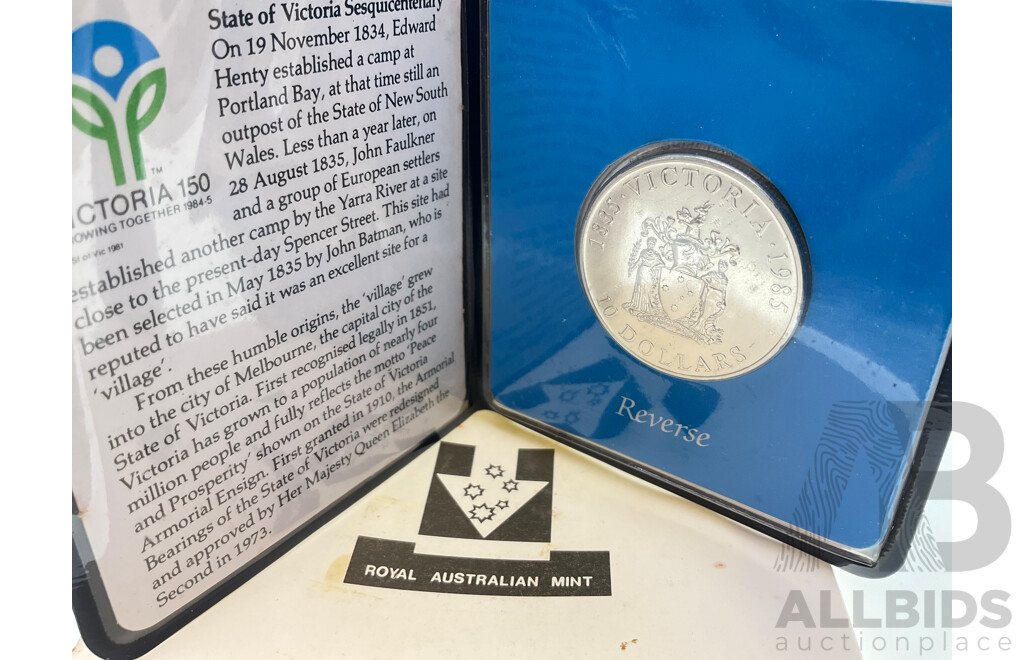 Australian RAM 1985 Silver Ten Dollar Coin, State Series, Victoria .925