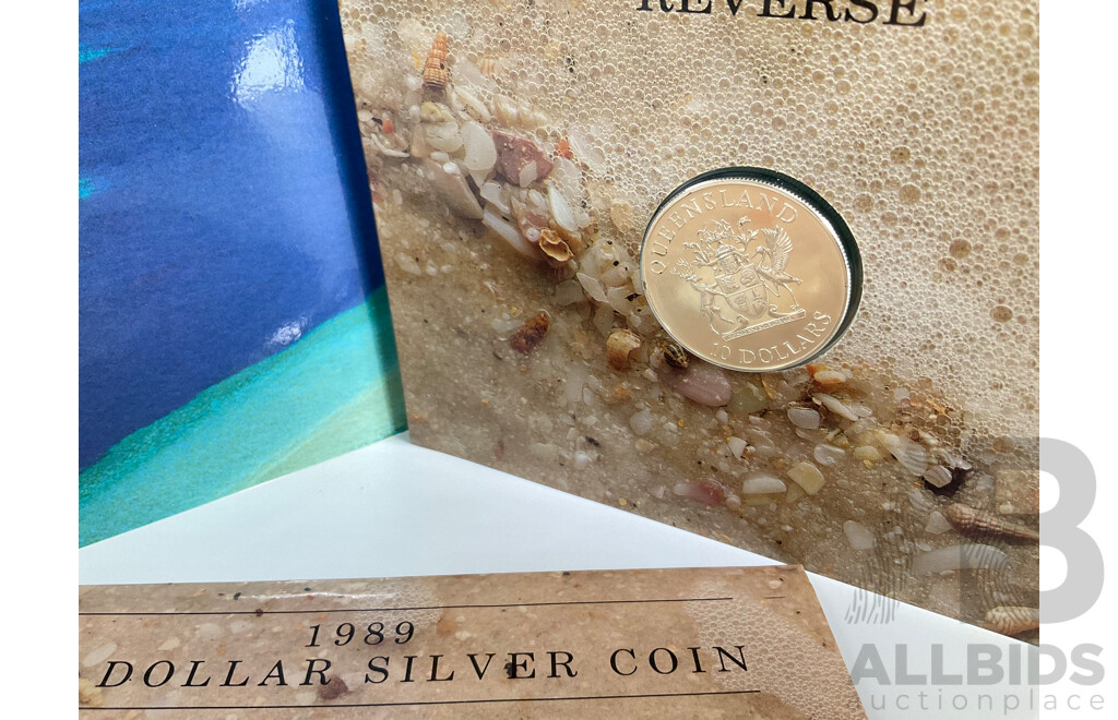 Australian RAM 1989 Silver Ten Dollar Coin, State Series, Queensland .925