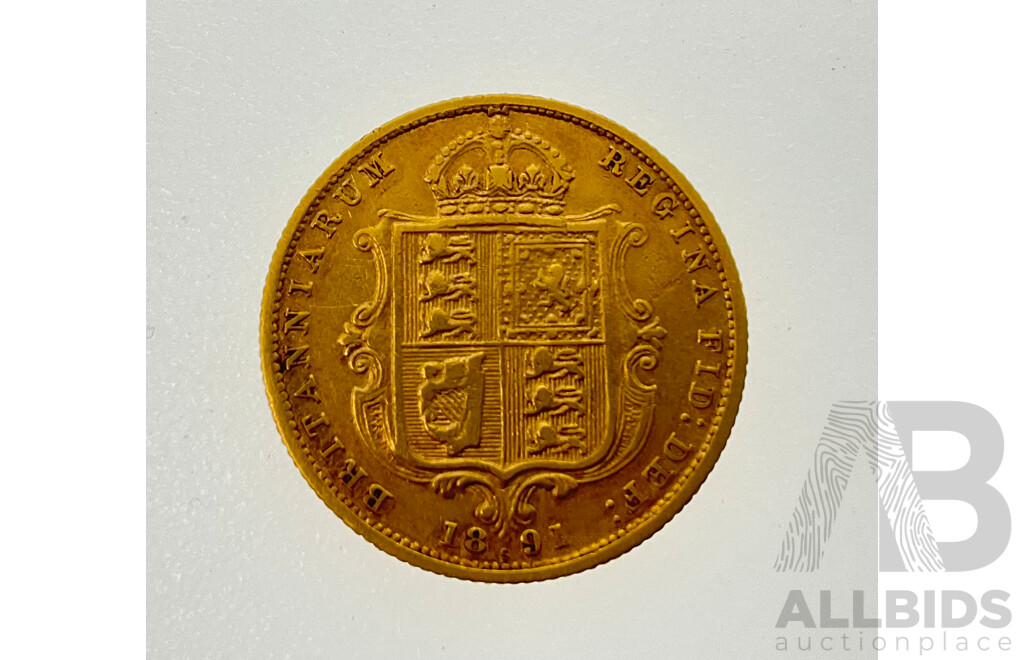 Australian 1891 Queen Victoria Gold Half Sovereign, Sydney Mint