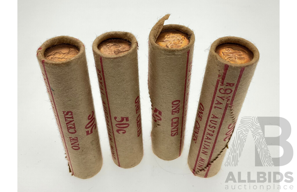 Four Australian RAM 1981 One Cent Coin Rolls