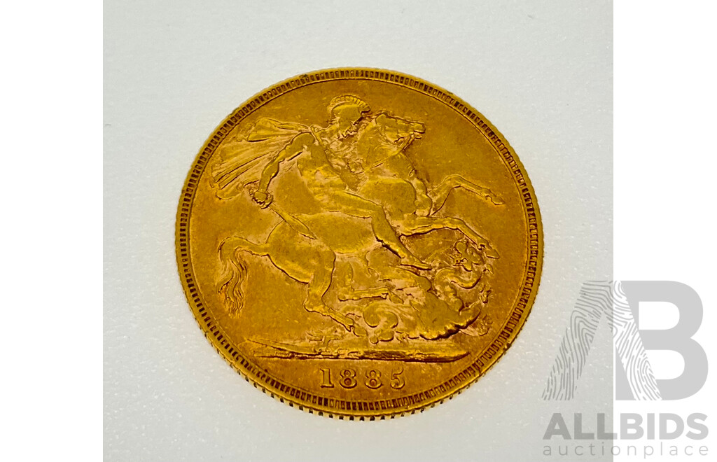 Australian 1885 Queen Victoria Gold Sovereign, Sydney Mint