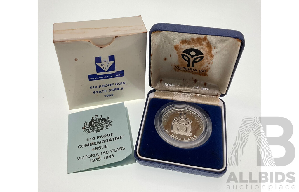 Australian RAM 1985 Silver Proof Ten Dollar Coin, State Series, Victoria .925