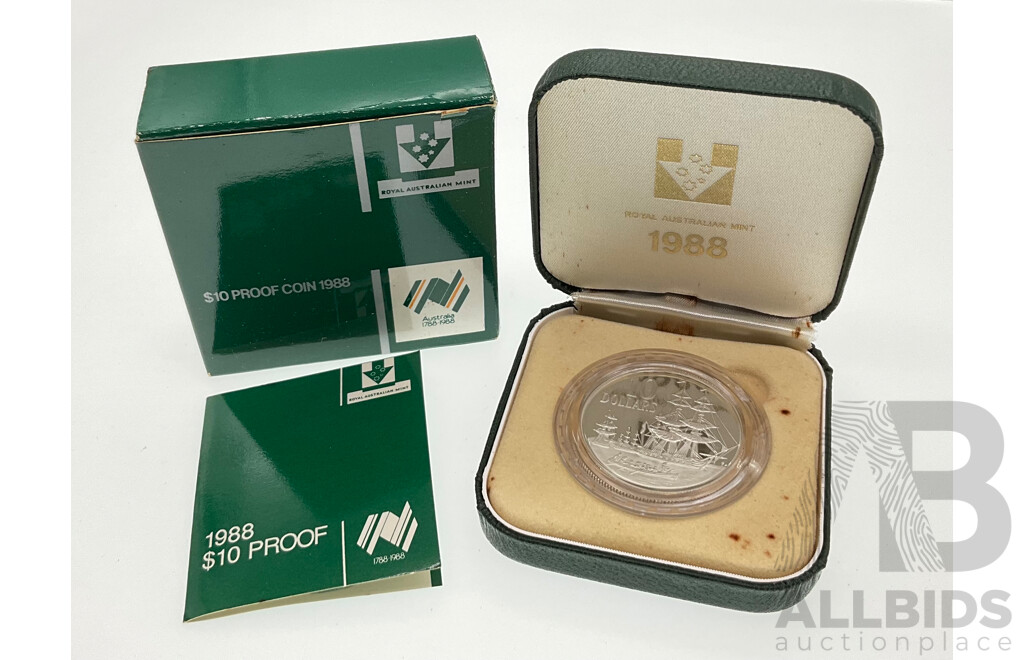 Australian RAM 1988 Silver Proof Ten Dollar Coin, Bicentennial .925
