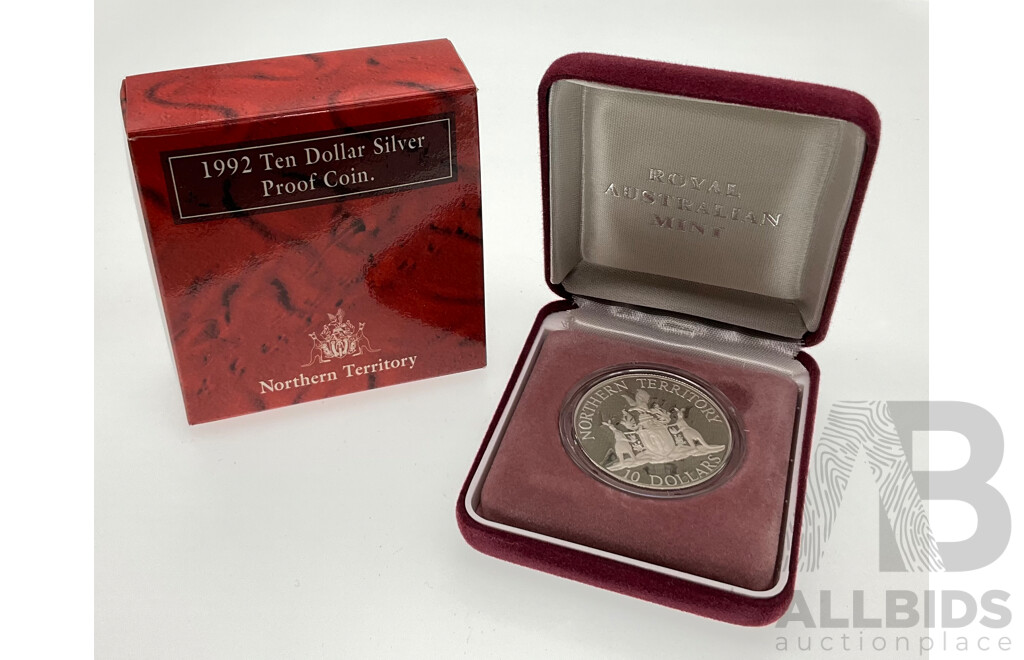 Australian RAM 1992 Silver Ten Dollar Proof Coin, State Series, Northern Territory .925