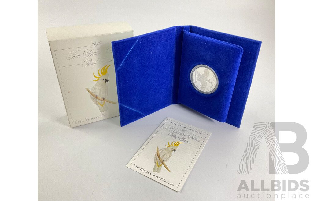 Australian RAM 1990 Silver Proof Ten Dollar Coin, Birds of Australia, Cockatoo