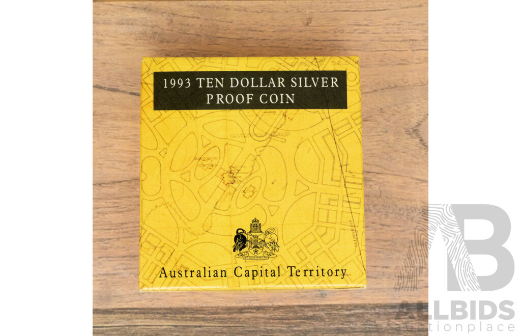 Australian RAM 1993 Silver Proof Ten Dollar Coin, State Series, Australian Capital Territory .925
