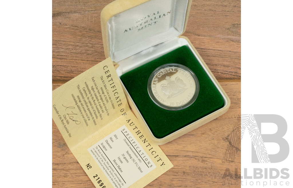 Australian RAM 1993 Silver Proof Ten Dollar Coin, State Series, Australian Capital Territory .925
