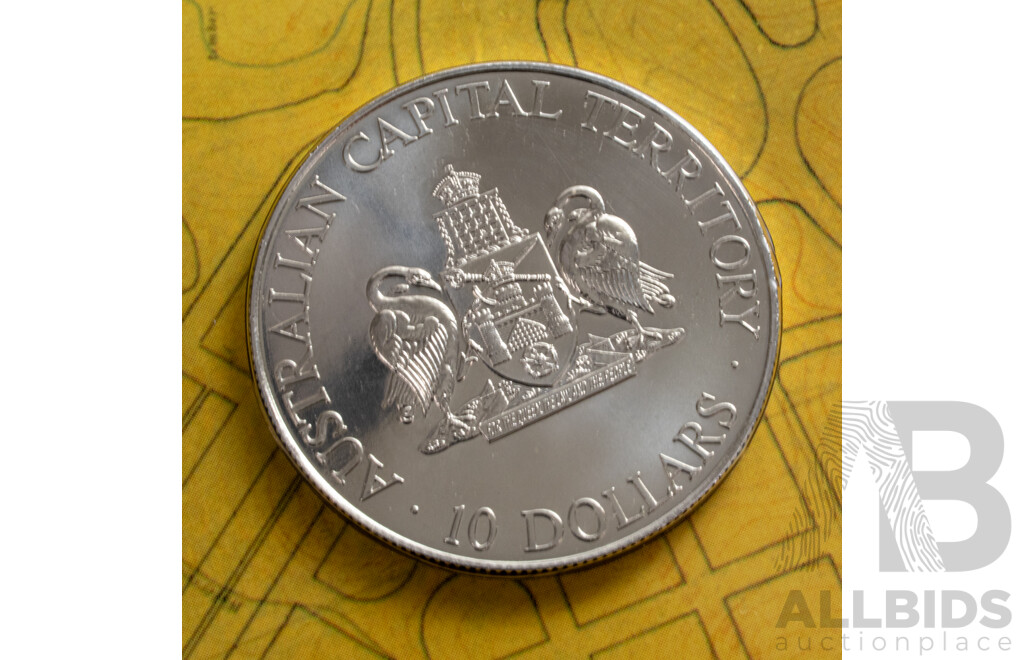 Australian RAM 1992 and 1993 Silver Ten Dollar Coins, State Series, Northern Territory and Australian Capital Territory