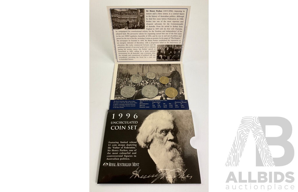 Australian RAM 1996 Six UNC Coin Set, Sir Henry Parkes