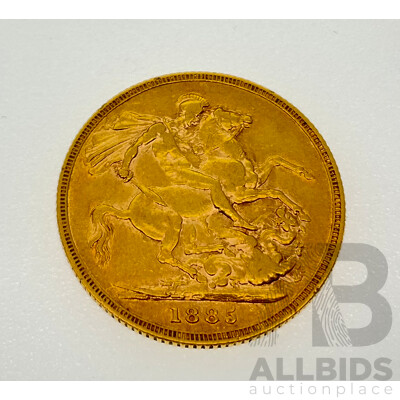 Australian 1885 Queen Victoria Gold Sovereign, Sydney Mint