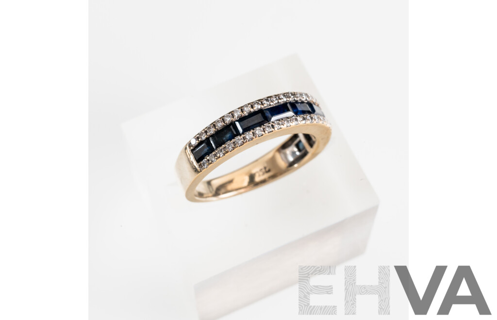 18ct Diamond & Sapphire Set Ring, TDW 0.25ct/S0.55ct, Size J, 3.89 Grams