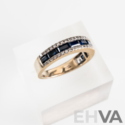 18ct Diamond & Sapphire Set Ring, TDW 0.25ct/S0.55ct, Size J, 3.89 Grams