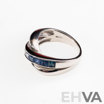 18ct White Gold Ombre Set Multi Coloured Sapphire Ring, S1.45ct, Size M, 9.49 Grams